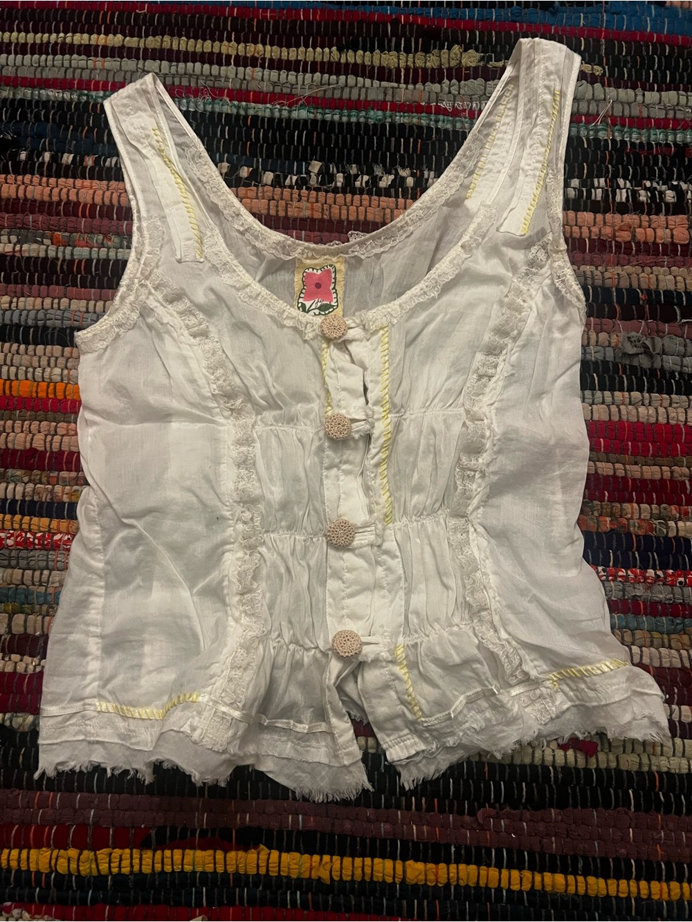 Free People White Linen Button Top